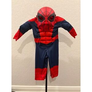 Marvel Spider-Man Muscle Chest Costume Kids Superhero Jumpsuit Mask 2T-3T